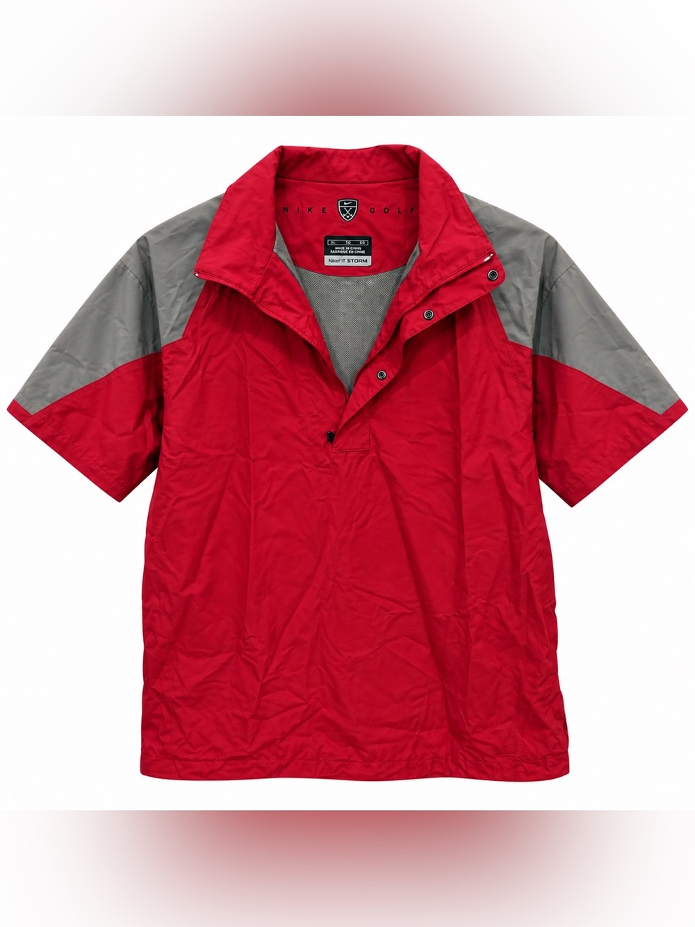 Nike Golf Fit Storm Men’s XL Red Gray Pullover Windbreaker Rain Jacket Vintage